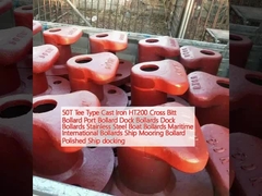 50T Tee Type Cast Iron HT200 Cross Bitt Bollard Port Bollard Dock Bollards Dock Bollards Stainless Steel Boat Bollards Maritime International Bollards Ship Mooring Bollard Polished Ship docking