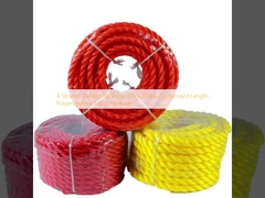 4 Strands Twisted Pp Rope 100m 200m Customized Length Polypropylene Mooring Rope